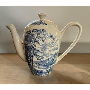 Vintage Enoch Wedgwood Countryside Blue Coffee Pot & Lid – English Transferware